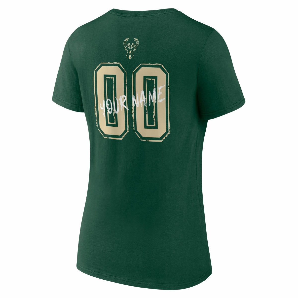 NBA - Milwaukee Bucks Women's Hustle Custom V-Neck T-Shirt - Hunter Green