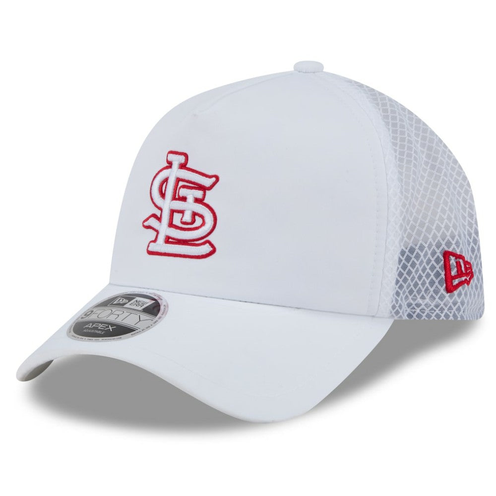 St. Louis Cardinals New Era 2026 Batting Practice Apex 9FORTY Adjustable Trucker Hat Sale