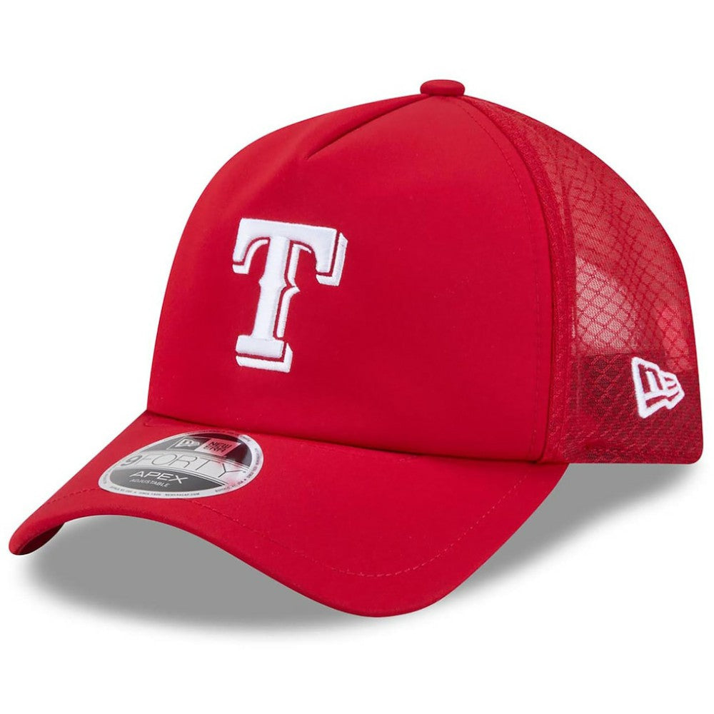Texas Rangers New Era 2026 Batting Practice Apex 9FORTY Adjustable Trucker Hat On Sale