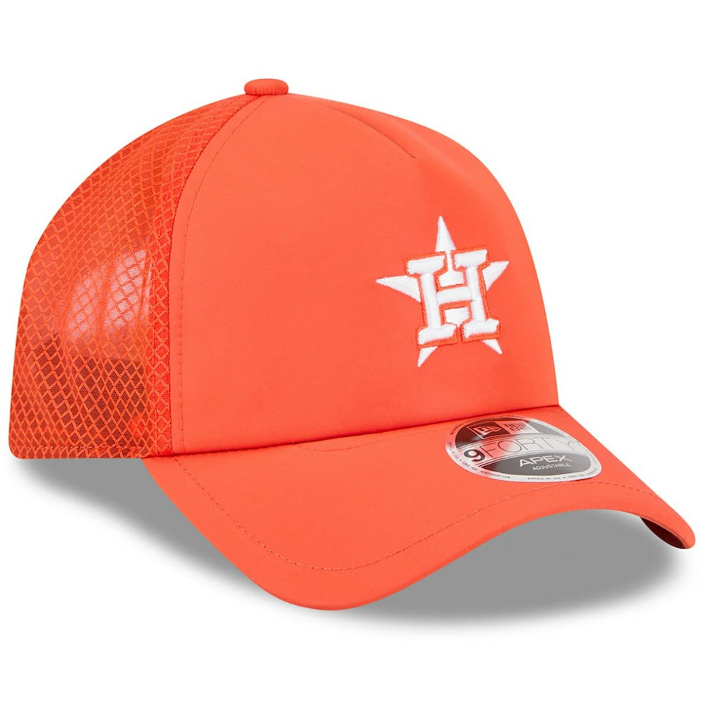 Houston Astros New Era 2026 Batting Practice Apex 9FORTY Adjustable Trucker Hat Clearance