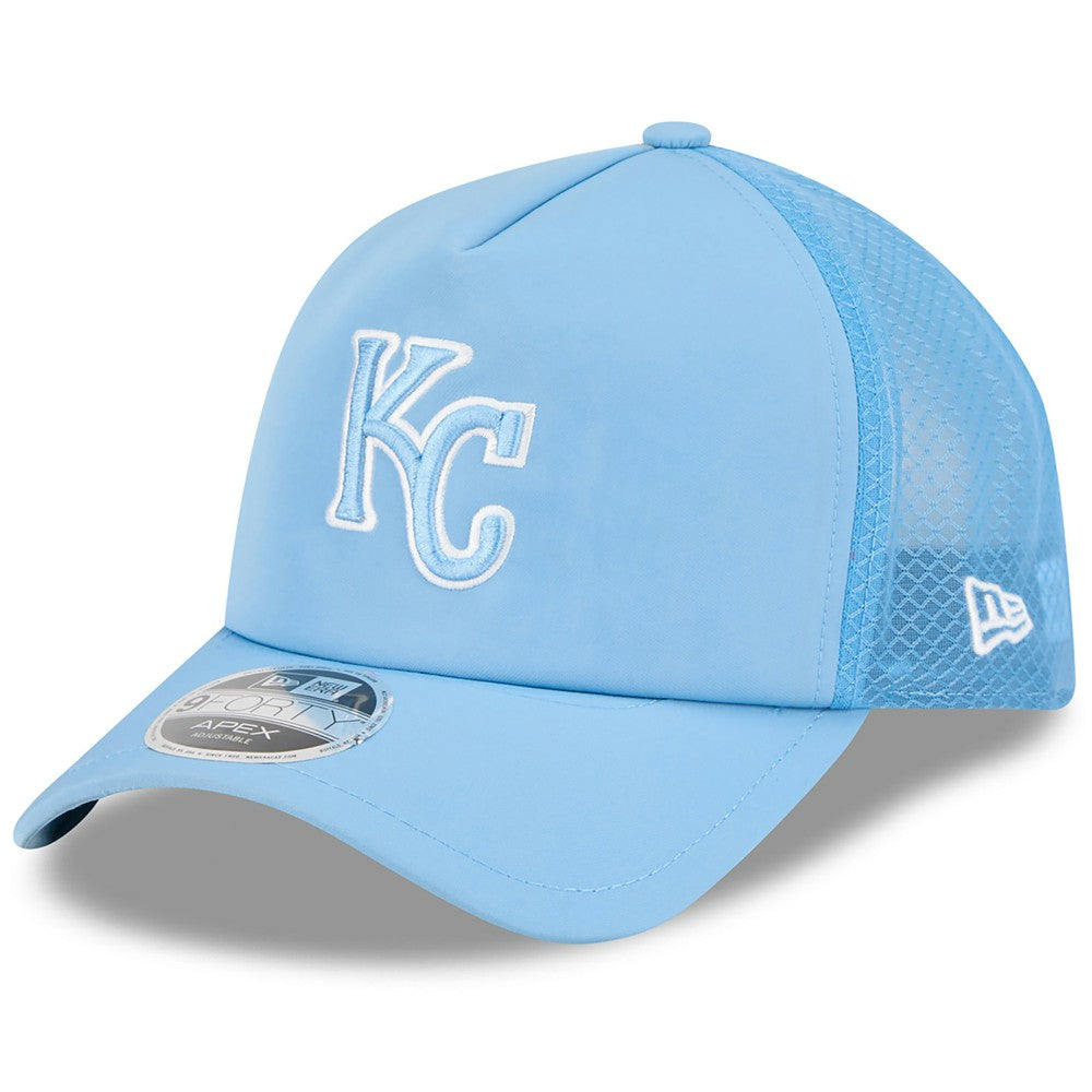 Kansas City Royals New Era 2026 Batting Practice Apex 9FORTY Adjustable Trucker Hat for sale