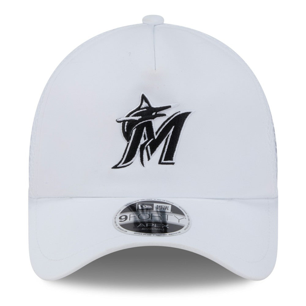 Miami Marlins New Era 2026 Batting Practice Apex 9FORTY Adjustable Trucker Hat Sale