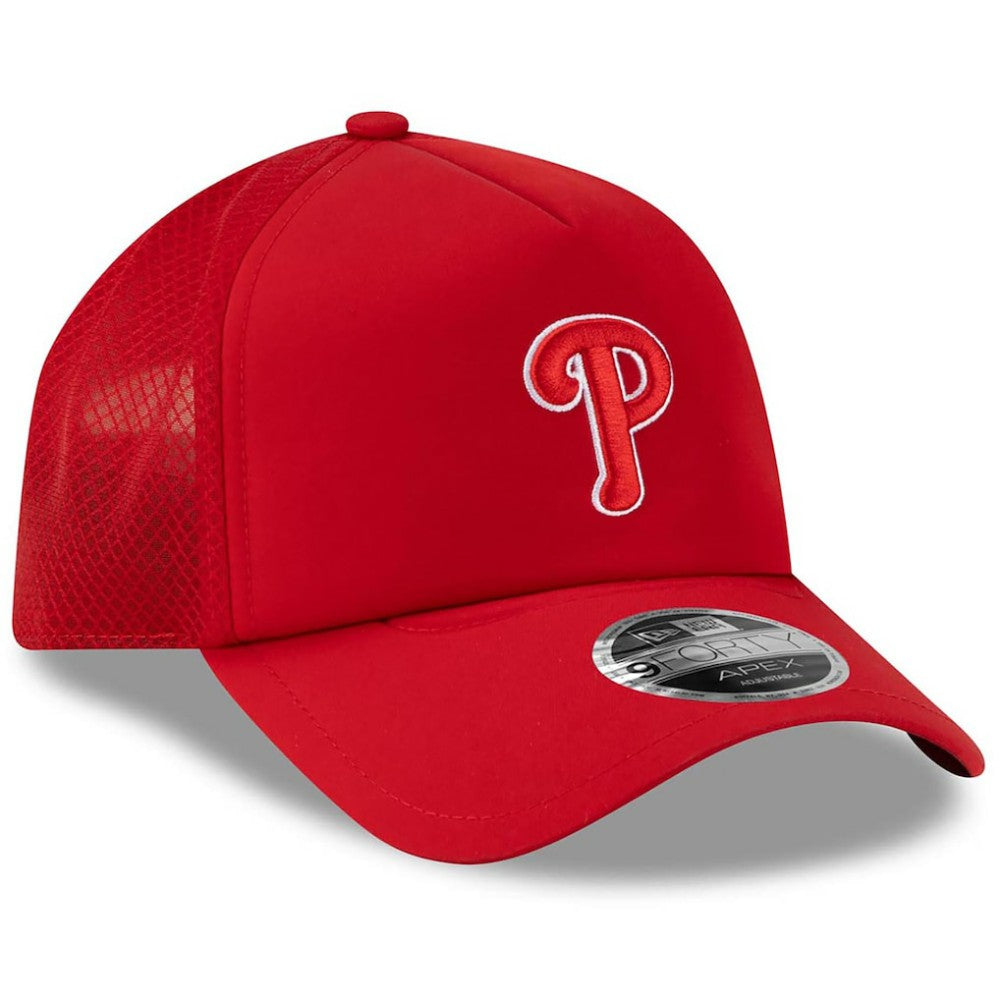 Philadelphia Phillies New Era 2026 Batting Practice Apex 9FORTY Adjustable Trucker Hat On Sale