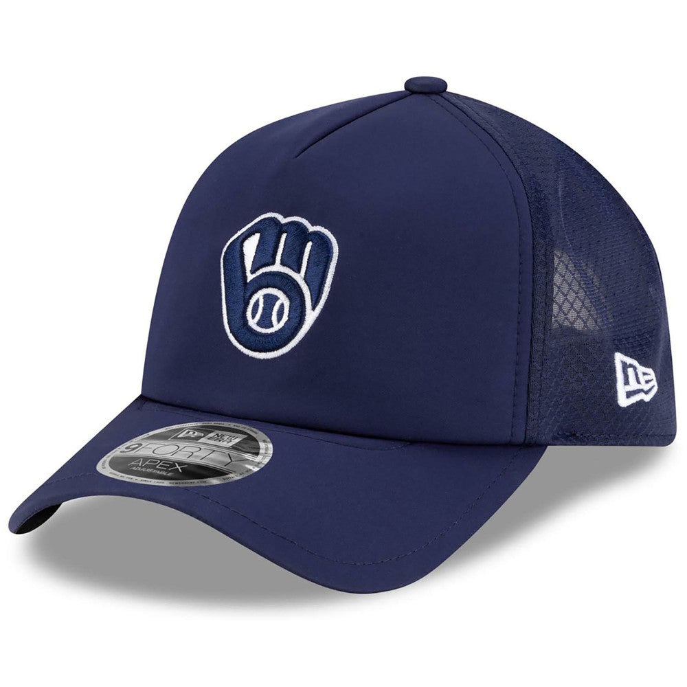 Milwaukee Brewers New Era 2026 Batting Practice Apex 9FORTY Adjustable Trucker Hat On Sale