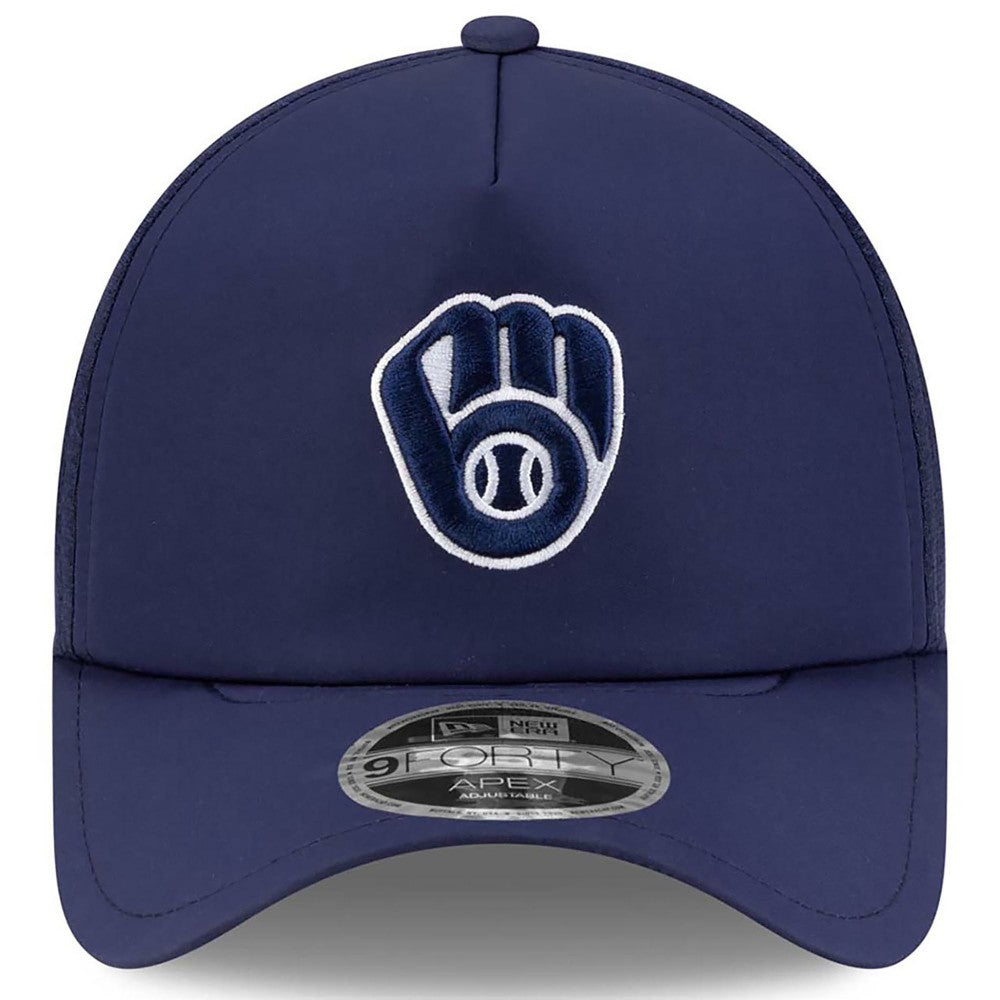 Milwaukee Brewers New Era 2026 Batting Practice Apex 9FORTY Adjustable Trucker Hat On Sale
