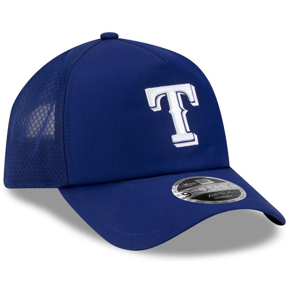 Texas Rangers New Era 2026 Batting Practice Apex 9FORTY Adjustable Trucker Hat discount