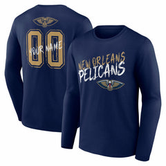 NBA - New Orleans Pelicans Hustle Custom Long Sleeve T-Shirt - Navy