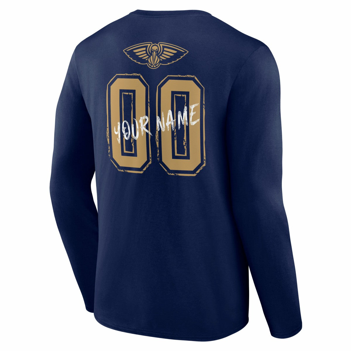 NBA - New Orleans Pelicans Hustle Custom Long Sleeve T-Shirt - Navy