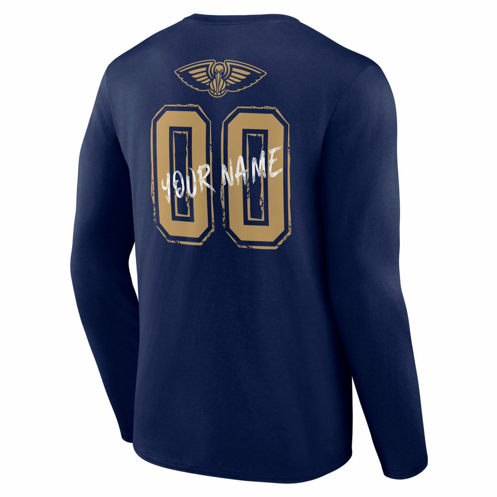 NBA - New Orleans Pelicans Hustle Custom Long Sleeve T-Shirt - Navy