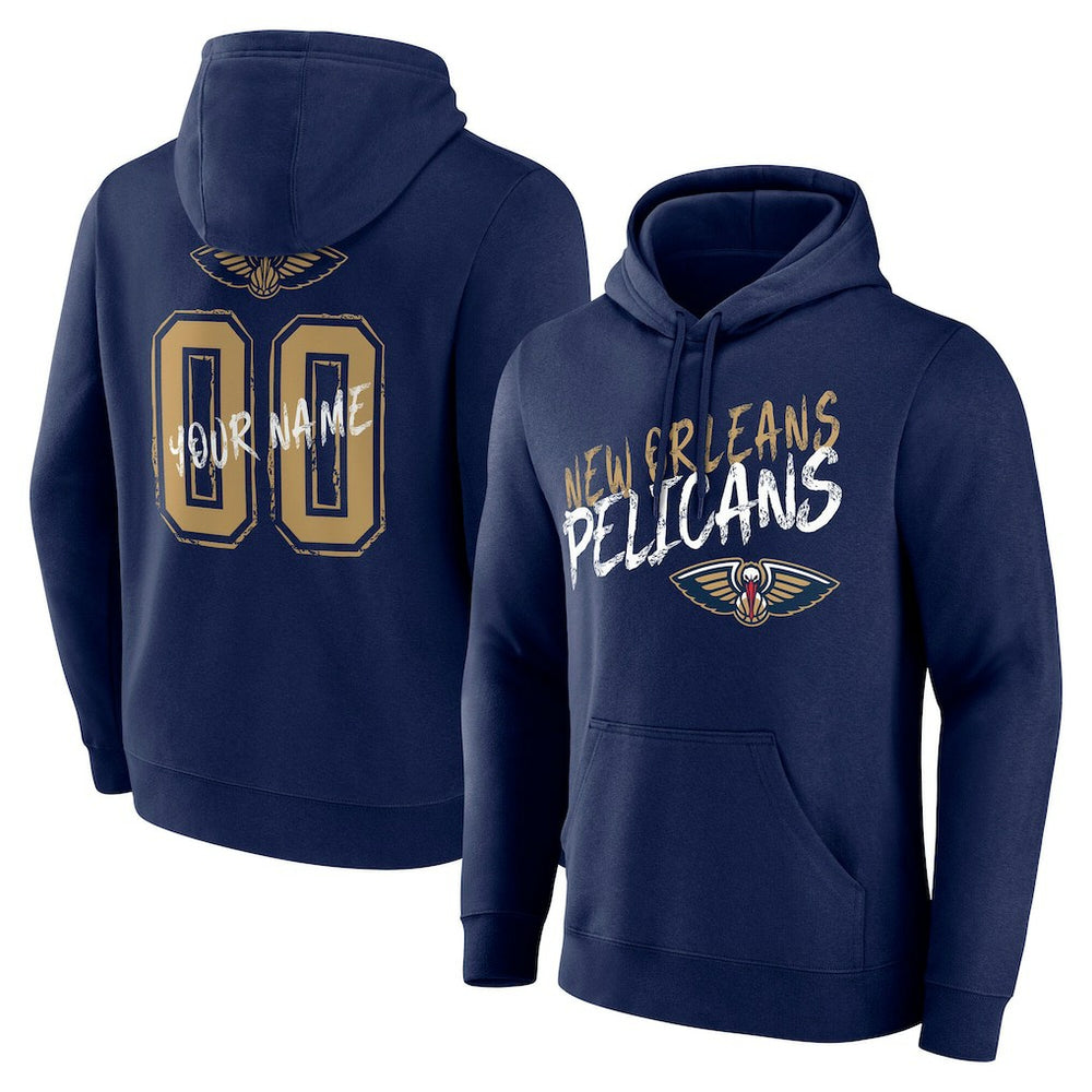 NBA - New Orleans Pelicans Hustle Custom Pullover Hoodie - Navy