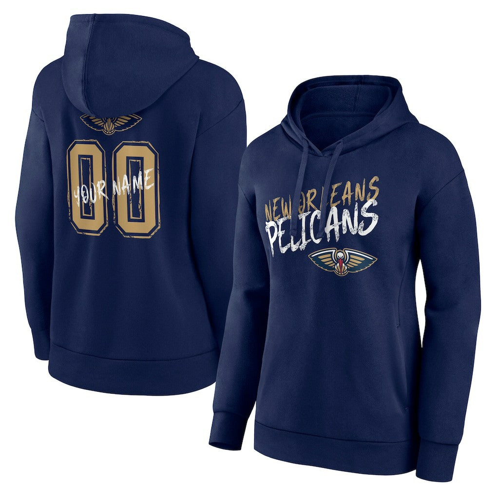 NBA - New Orleans Pelicans Women's Hustle Custom Pullover Hoodie - Navy
