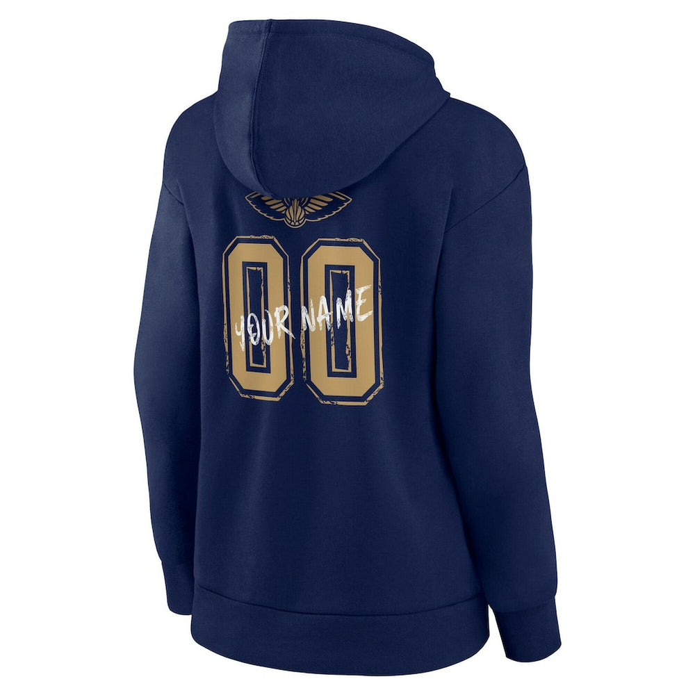 NBA - New Orleans Pelicans Women's Hustle Custom Pullover Hoodie - Navy