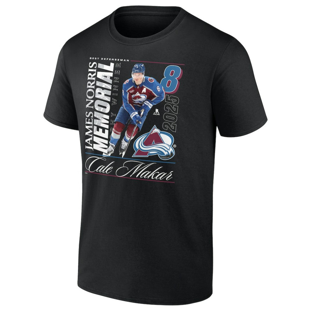 Cale Makar Colorado Avalanche - 2025 Norris Trophy Winner T-Shirt Black