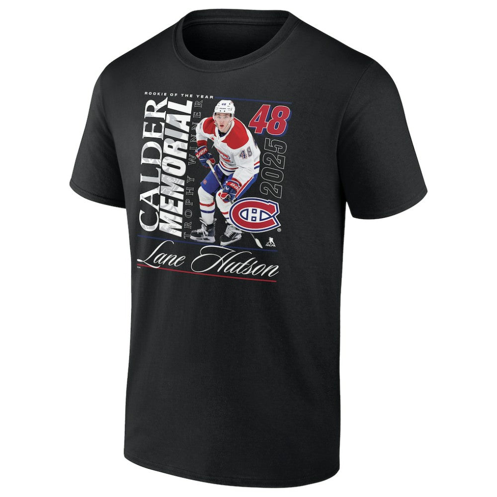 Lane Hutson Montreal Canadiens - 2025 Calder Memorial Trophy Winner T-Shirt Black