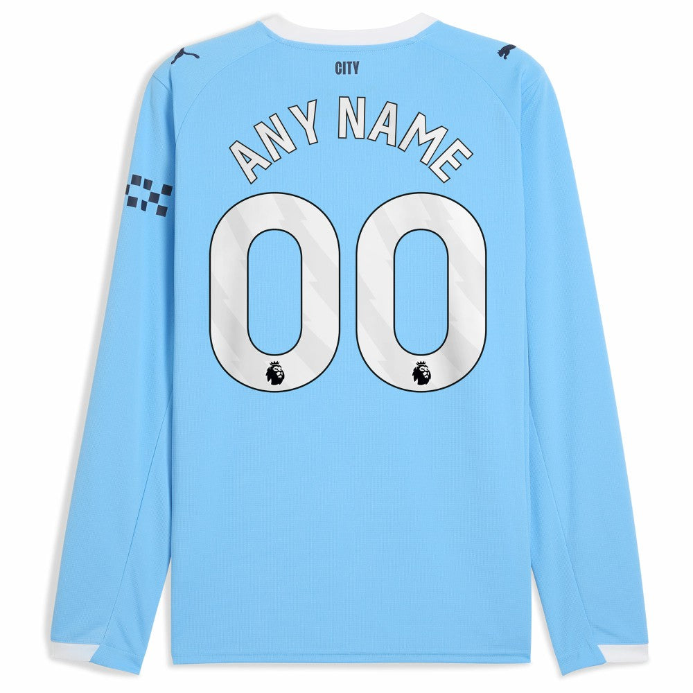 Puma Manchester City 2025/26 Home Replica Long Sleeve Custom Jerseys - Sky Blue