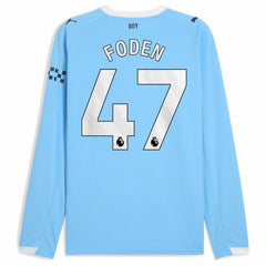 Puma Phil Foden Manchester City 2025/26 Home Replica Long Sleeve Player Jerseys - Sky Blue