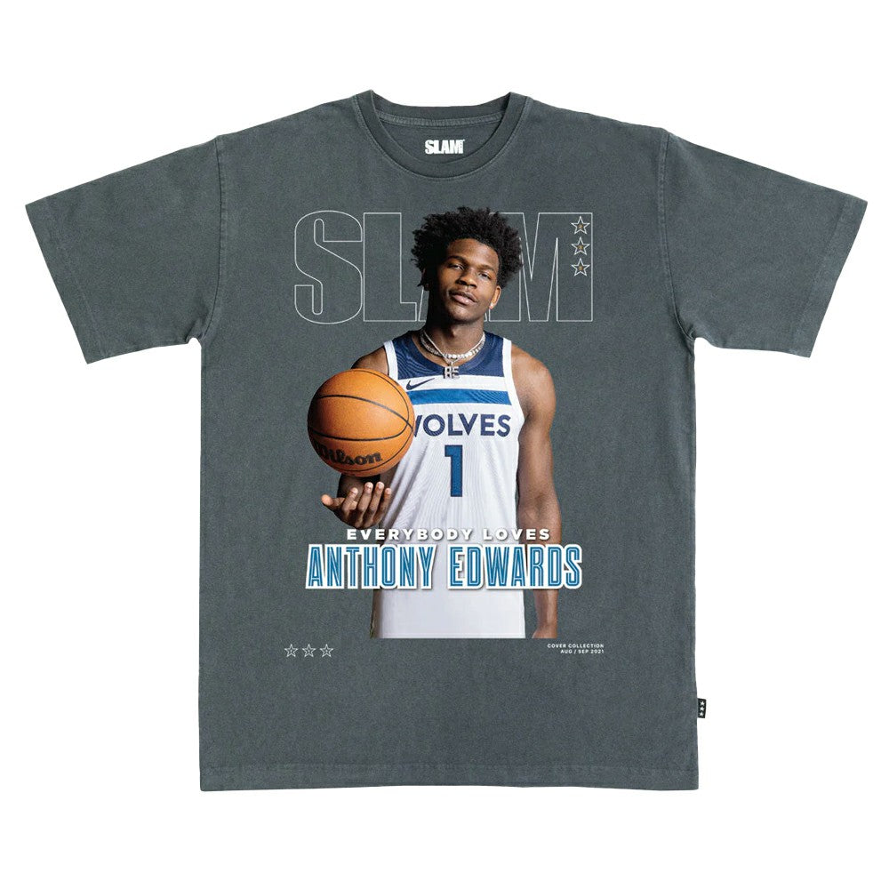 NBA - Anthony Edwards Minnesota Timberwolves SLAM Cover T-Shirt - Charcoal