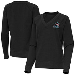 Miami Marlins Antigua Women's Varsity Tri-Blend V-Neck Long Sleeve T-Shirt On Sale