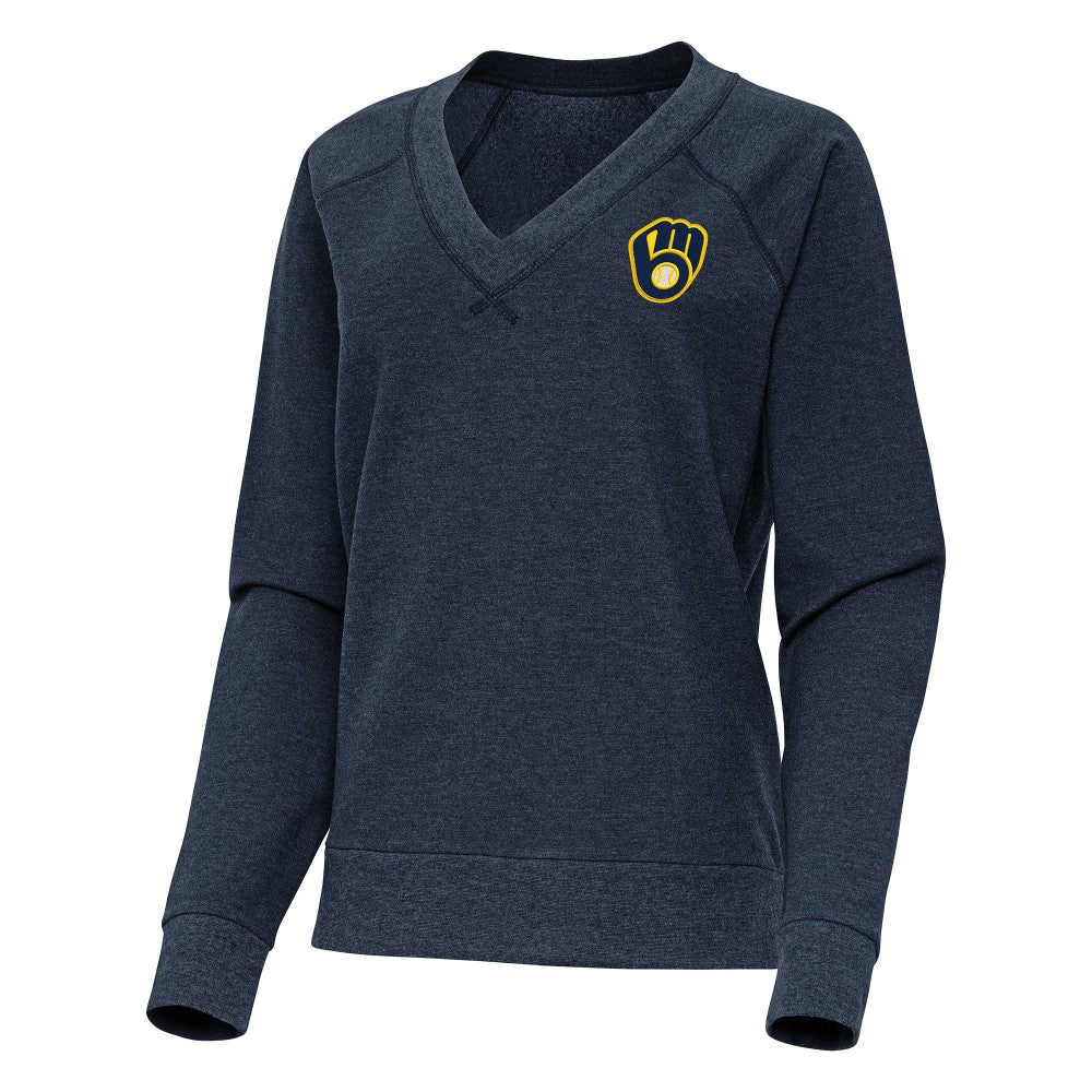 Milwaukee Brewers Antigua Women's Varsity Tri-Blend V-Neck Long Sleeve T-Shirt Online