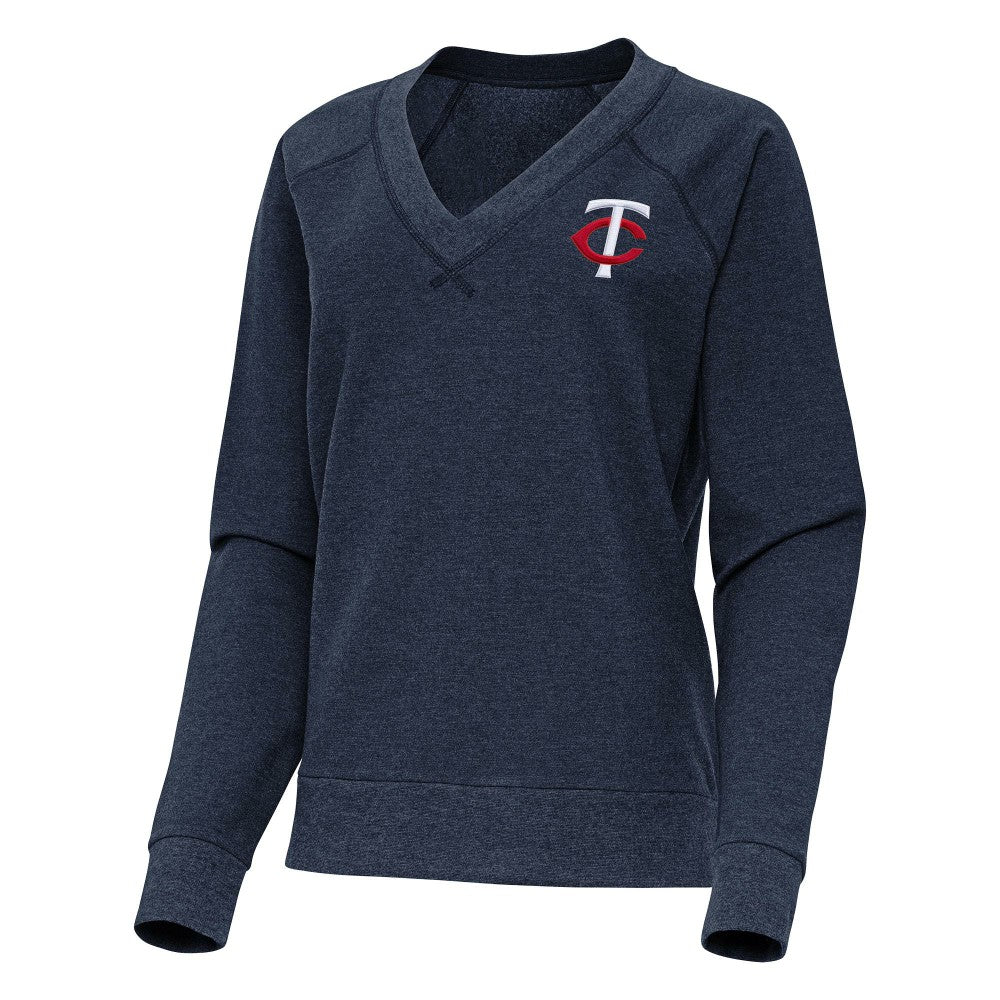 Minnesota Twins Antigua Women's Varsity Tri-Blend V-Neck Long Sleeve T-Shirt Sale