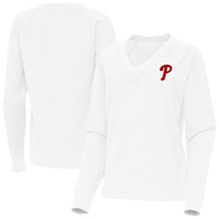 Philadelphia Phillies Antigua Women's Varsity Tri-Blend V-Neck Long Sleeve T-Shirt On Sale