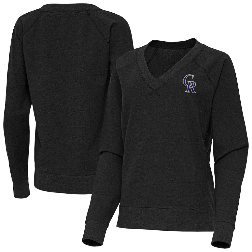 Colorado Rockies Antigua Women's Varsity Tri-Blend V-Neck Long Sleeve T-Shirt On Sale