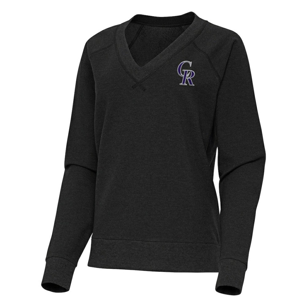 Colorado Rockies Antigua Women's Varsity Tri-Blend V-Neck Long Sleeve T-Shirt On Sale