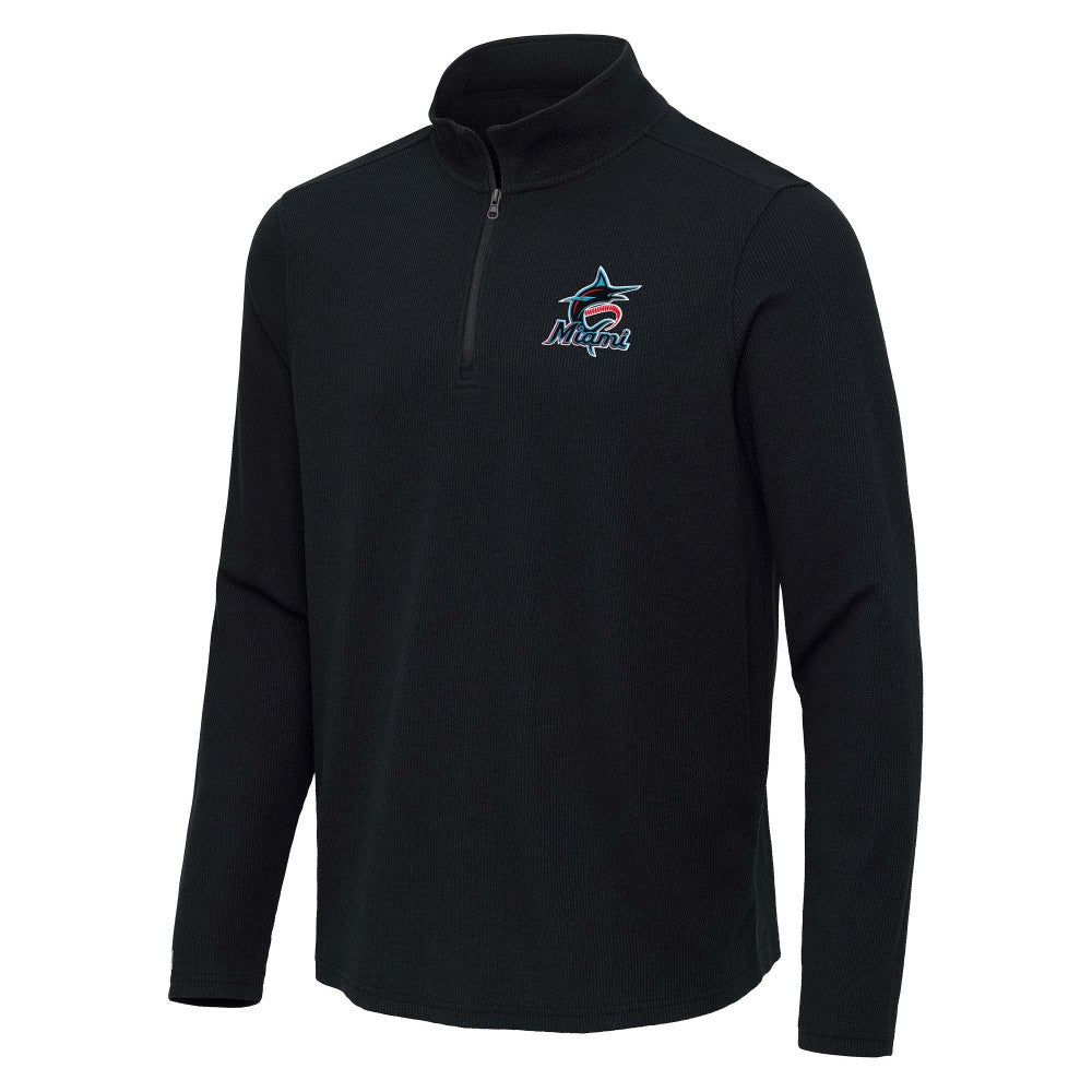 Miami Marlins Antigua Sync Tri-Blend Quarter-Zip Pullover discount
