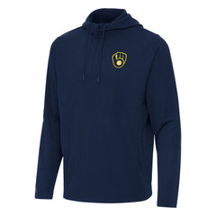 Milwaukee Brewers Antigua Connected Quarter-Zip Pullover Hoodie On Sale