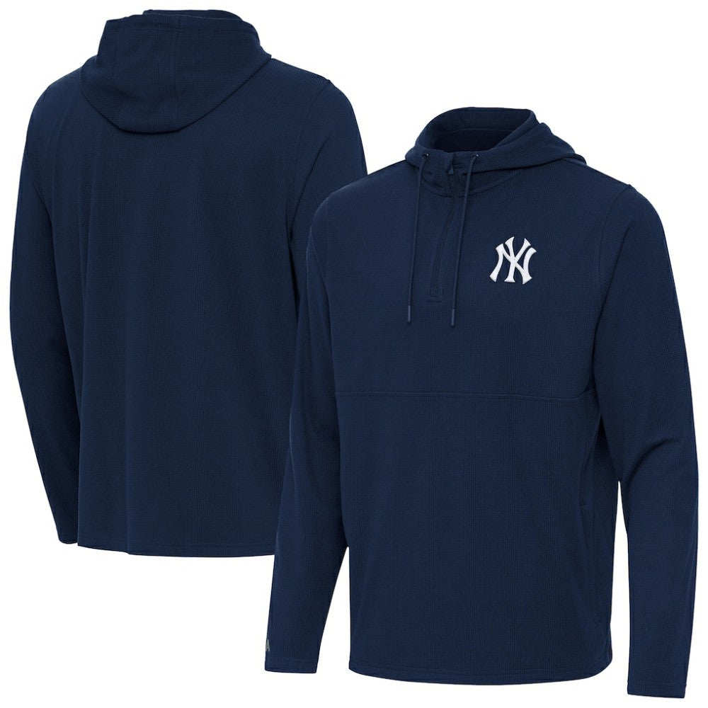 New York Yankees Antigua Connected Quarter-Zip Pullover Hoodie Lifestyle