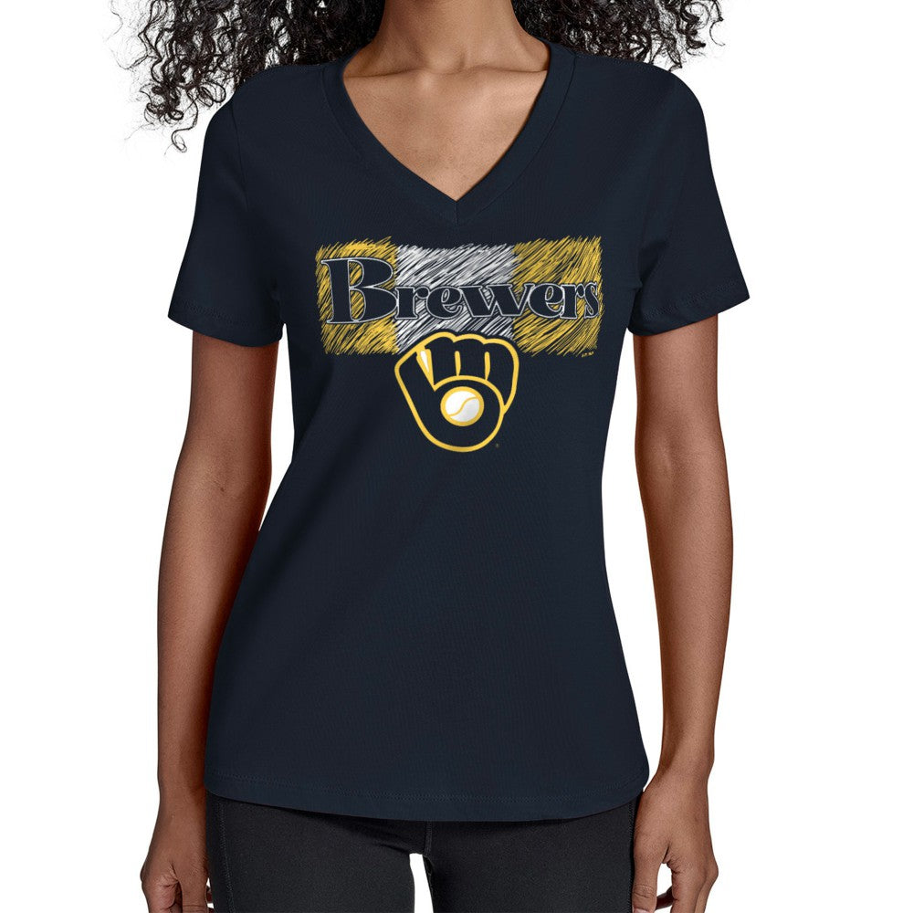 Milwaukee Brewers Starter Women's Team Color Shading V-Neck T-Shirt discount