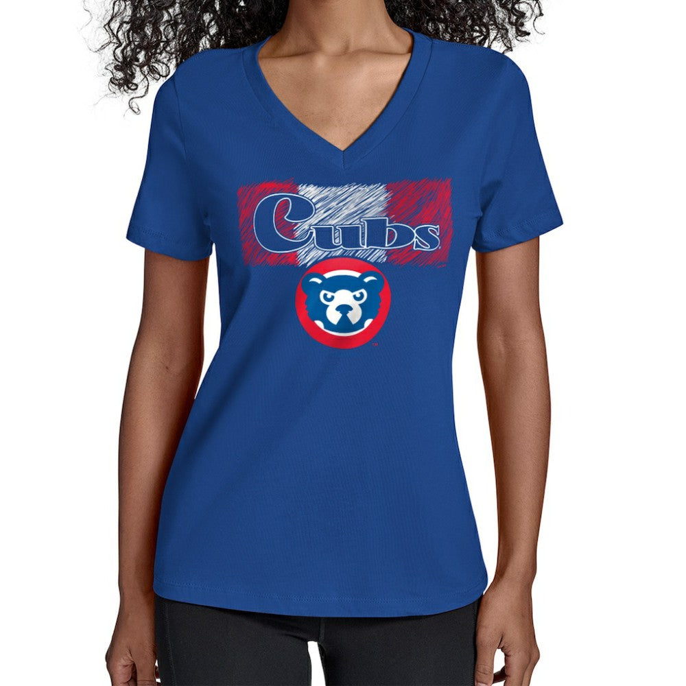Chicago Cubs Starter Women's Team Color Shading V-Neck T-Shirt Lifestyle