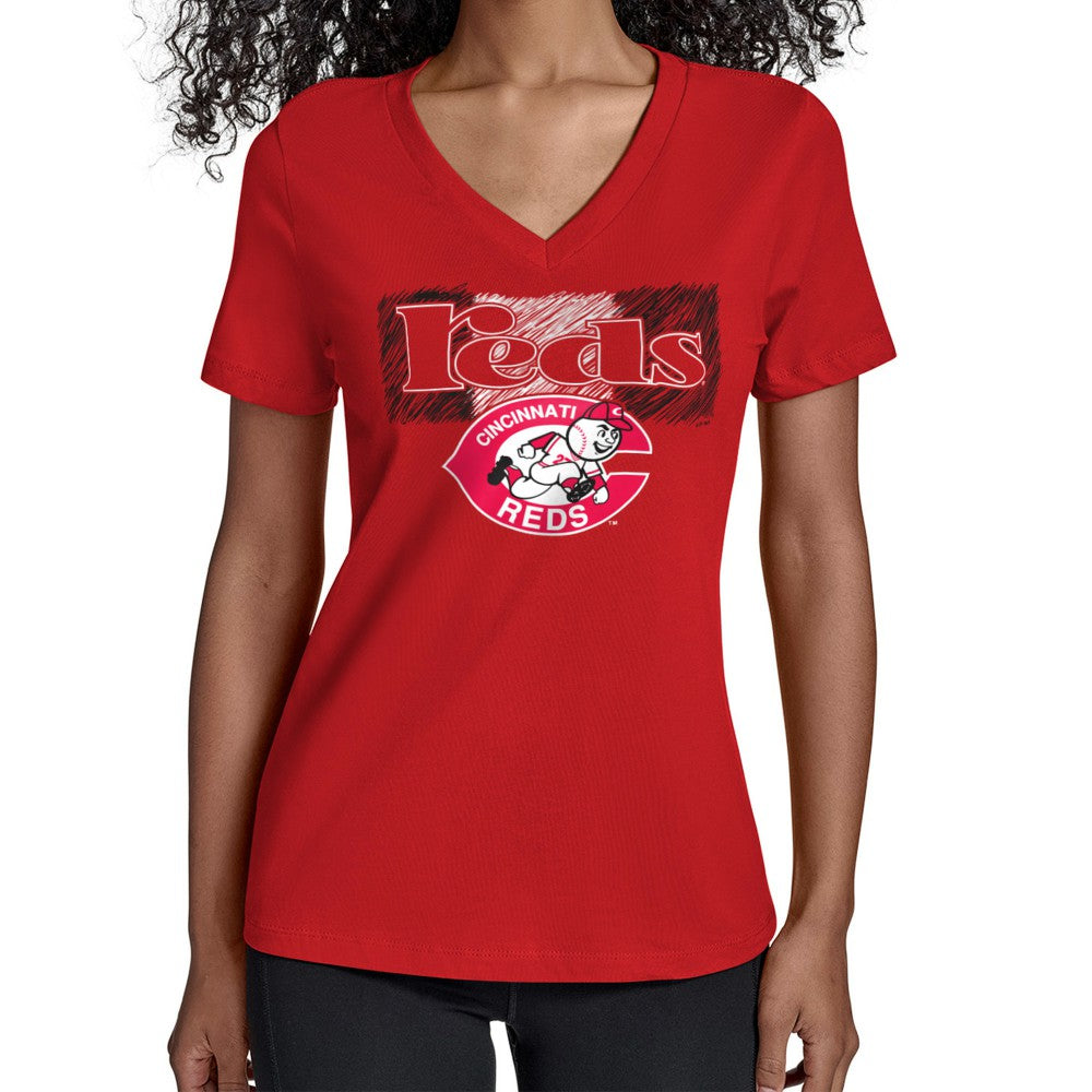 Cincinnati Reds Starter Women's Team Color Shading V-Neck T-Shirt Sale