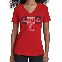 Los Angeles Angels Starter Women's Team Color Shading V-Neck T-Shirt discount