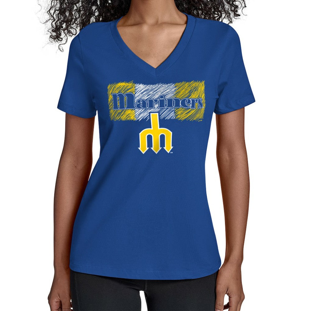 Seattle Mariners Starter Women's Team Color Shading V-Neck T-Shirt Sale