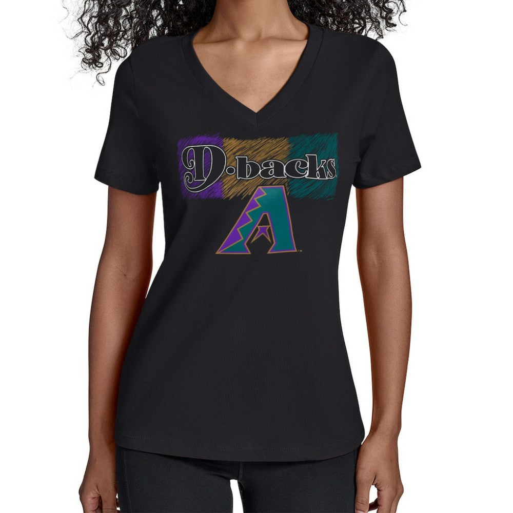 Arizona Diamondbacks Starter Women's Team Color Shading V-Neck T-Shirt Clearance
