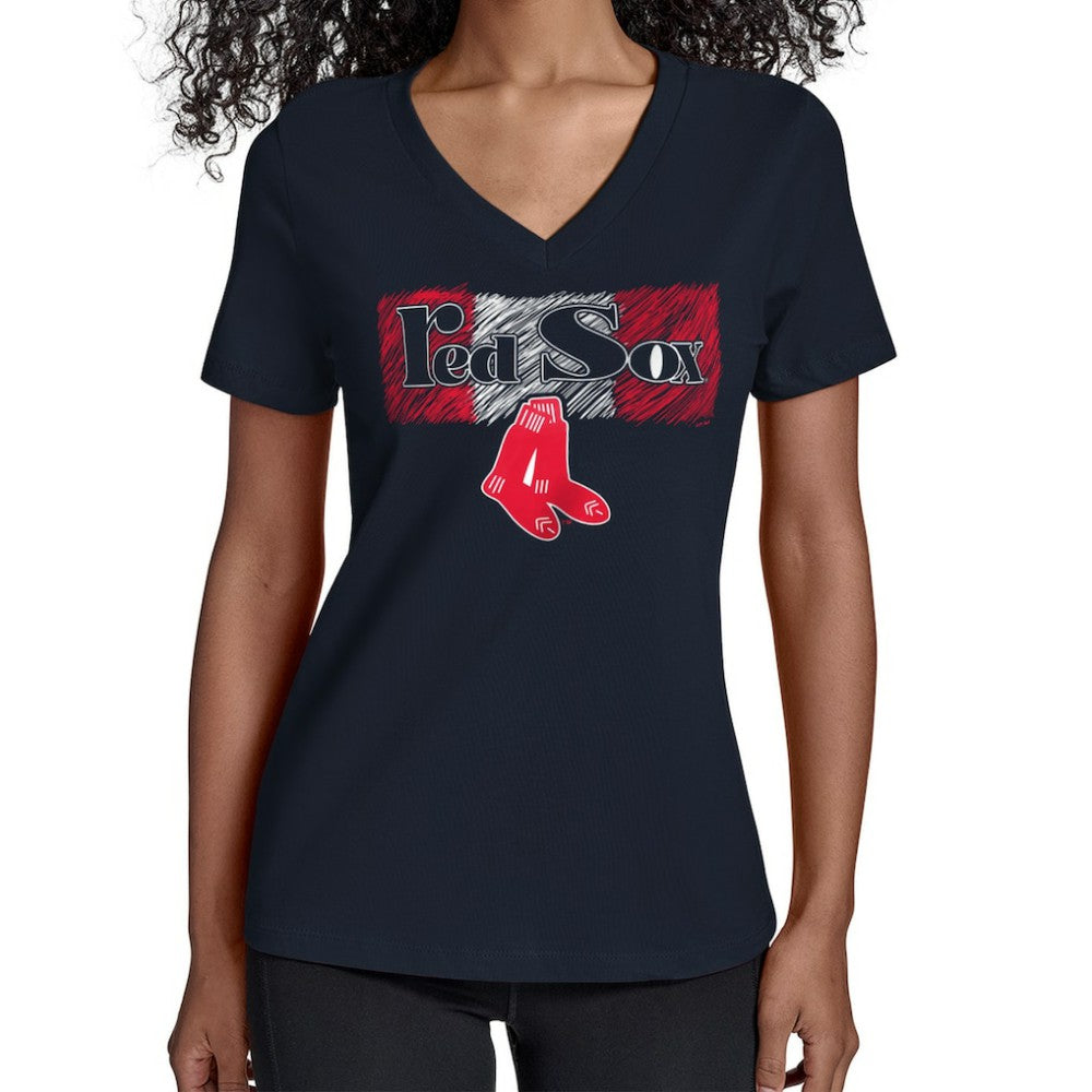 Boston Red Sox Starter Women's Team Color Shading V-Neck T-Shirt discount