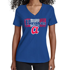 Atlanta Braves Starter Women's Team Color Shading V-Neck T-Shirt Online