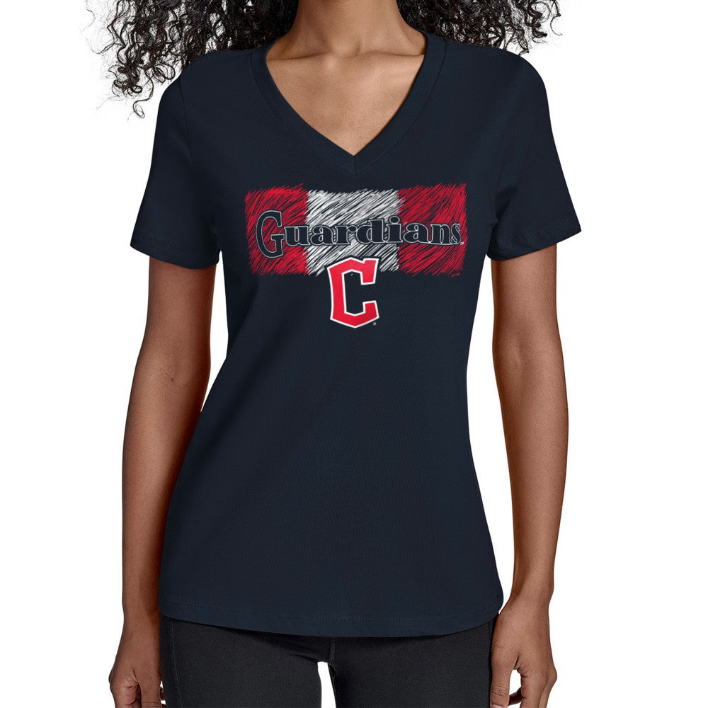 Cleveland Guardians Starter Women's Team Color Shading V-Neck T-Shirt Sale