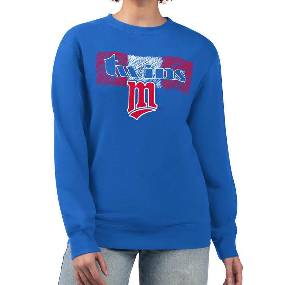 Minnesota Twins Starter Women's Team Color Shading Fleece Pullover Sweatshirt discount