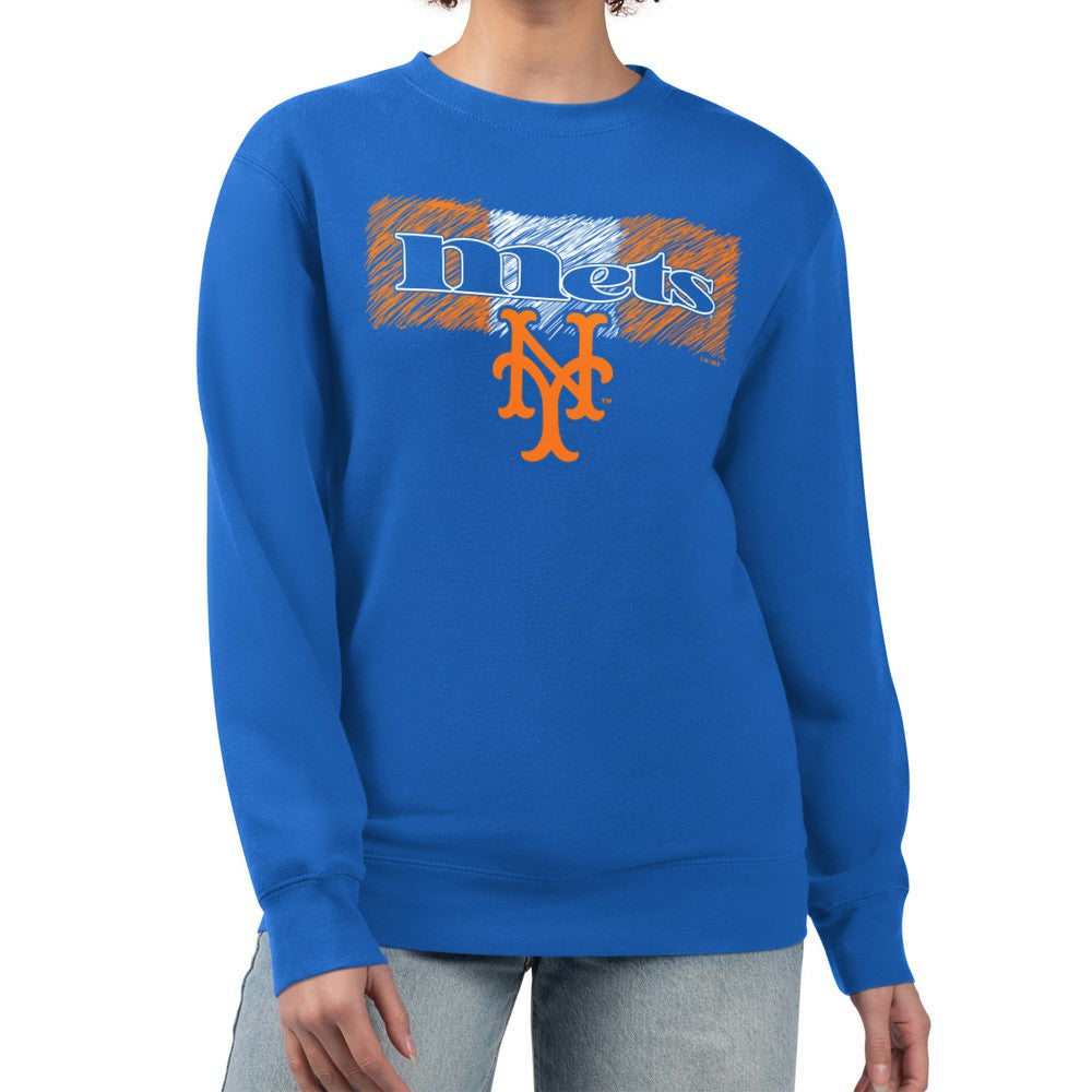 New York Mets Starter Women's Team Color Shading Fleece Pullover Sweatshirt Sale
