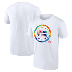 NBA - Detroit Pistons Team Logo Pride T-Shirt - White