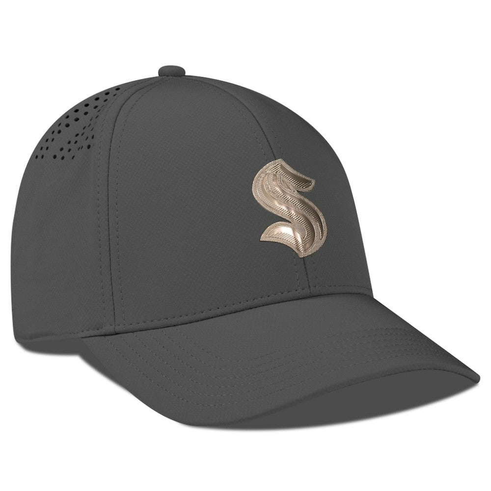 Seattle Kraken Levelwear Ascend Copper Insignia Vented Adjustable Hat Charcoal