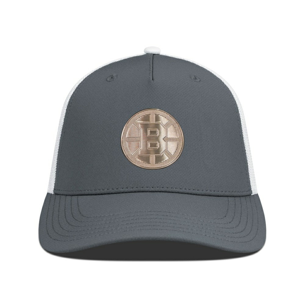 Boston Bruins Levelwear Signal Copper Insignia Trucker Adjustable Hat Charcoal/White