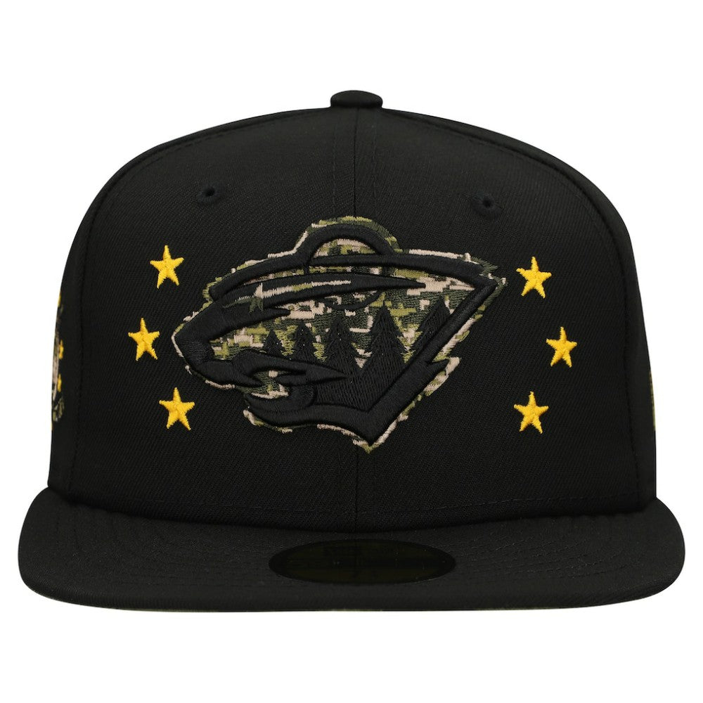 Minnesota Wild - New Era Military Appreciation Digital Camo Stars 59FIFTY Fitted Hat Black