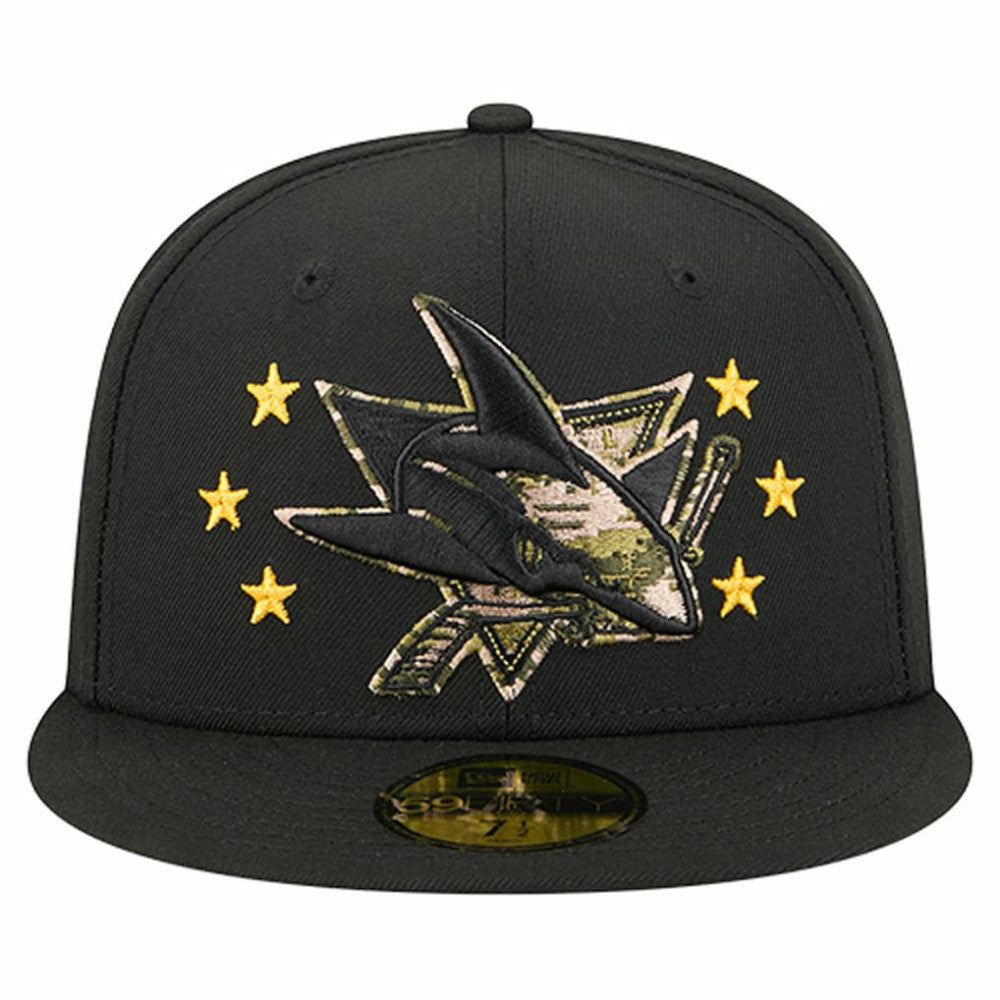 San Jose Sharks - New Era Military Appreciation Digital Camo Stars 59FIFTY Fitted Hat Black