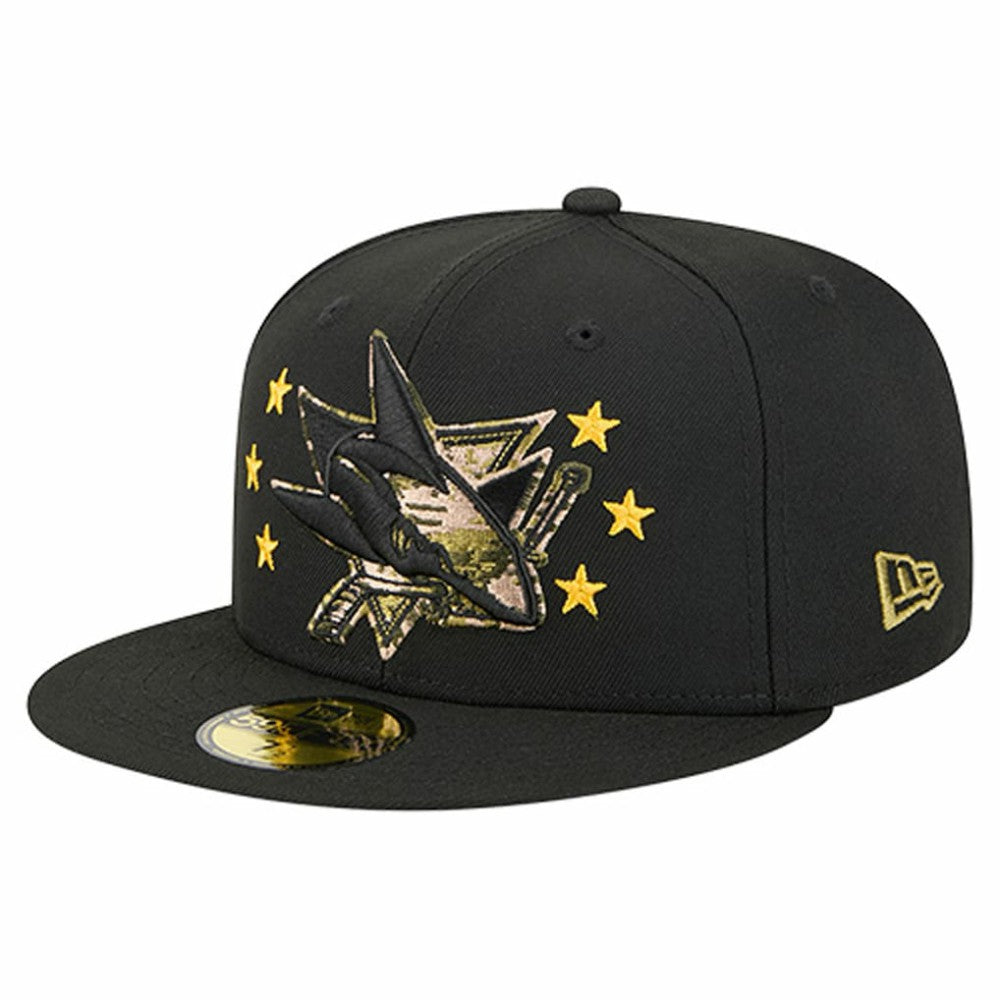 San Jose Sharks - New Era Military Appreciation Digital Camo Stars 59FIFTY Fitted Hat Black