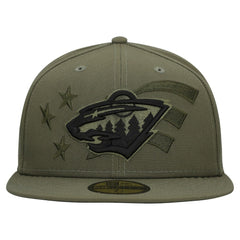 Minnesota Wild - New Era Military Appreciation Flag 59FIFTY Fitted Hat Olive