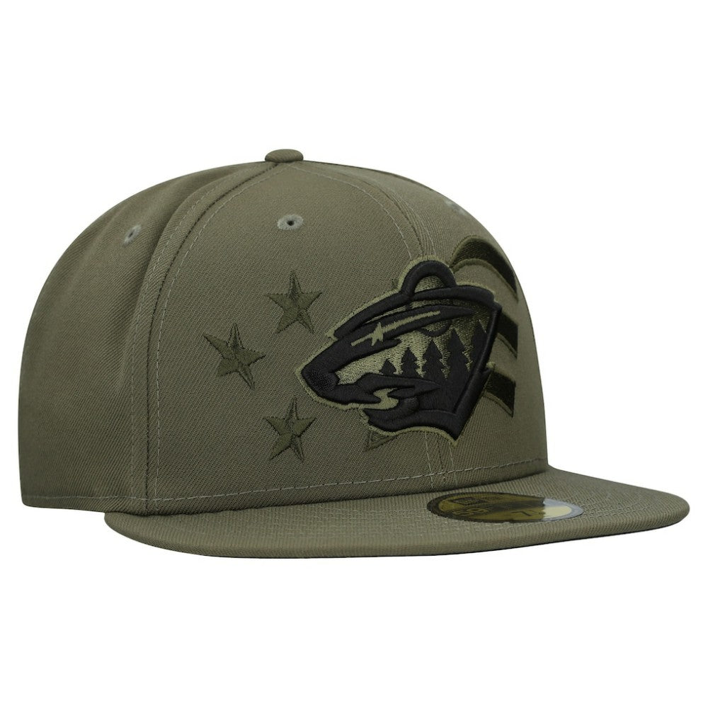 Minnesota Wild - New Era Military Appreciation Flag 59FIFTY Fitted Hat Olive