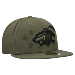 Minnesota Wild - New Era Military Appreciation Flag 59FIFTY Fitted Hat Olive